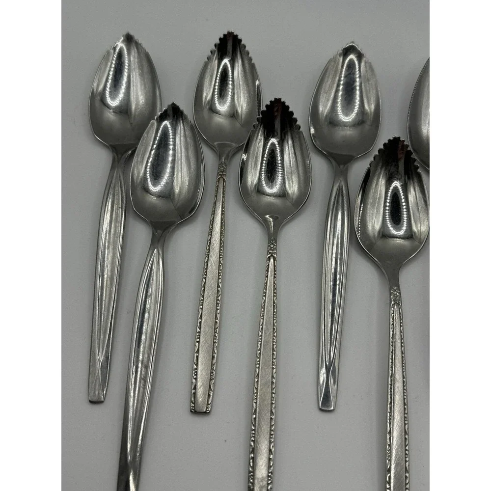 Oneida Grapefruit Spoon Serated Edge Flatware Mixed Lot‎ Of 10 WM Rogers & Other